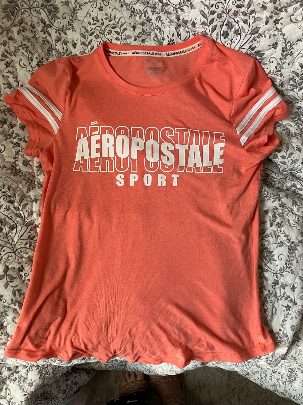 Aeropostale Coral Short Sleeve Tee with White Logo